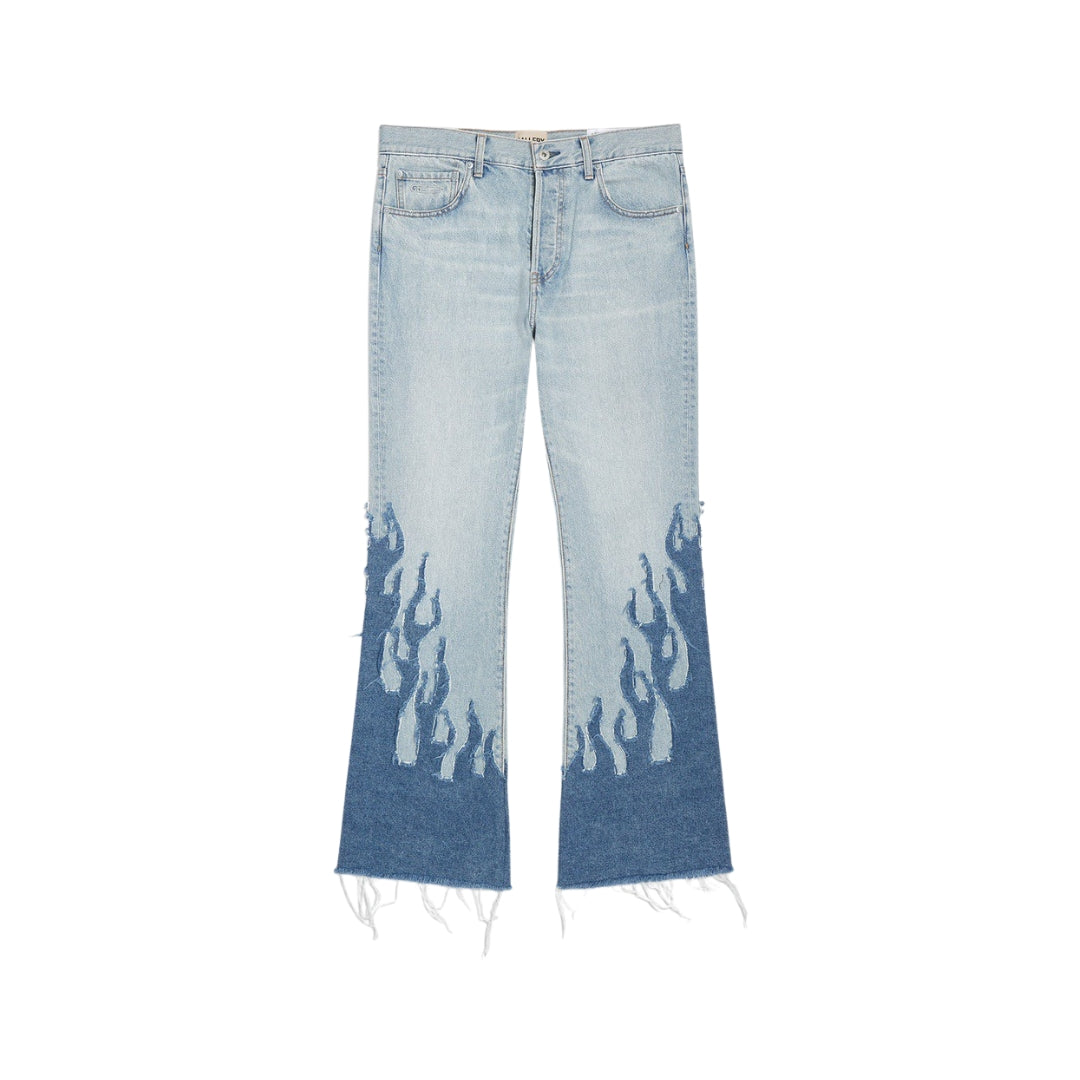 Flame Embroidery Jeans Blue