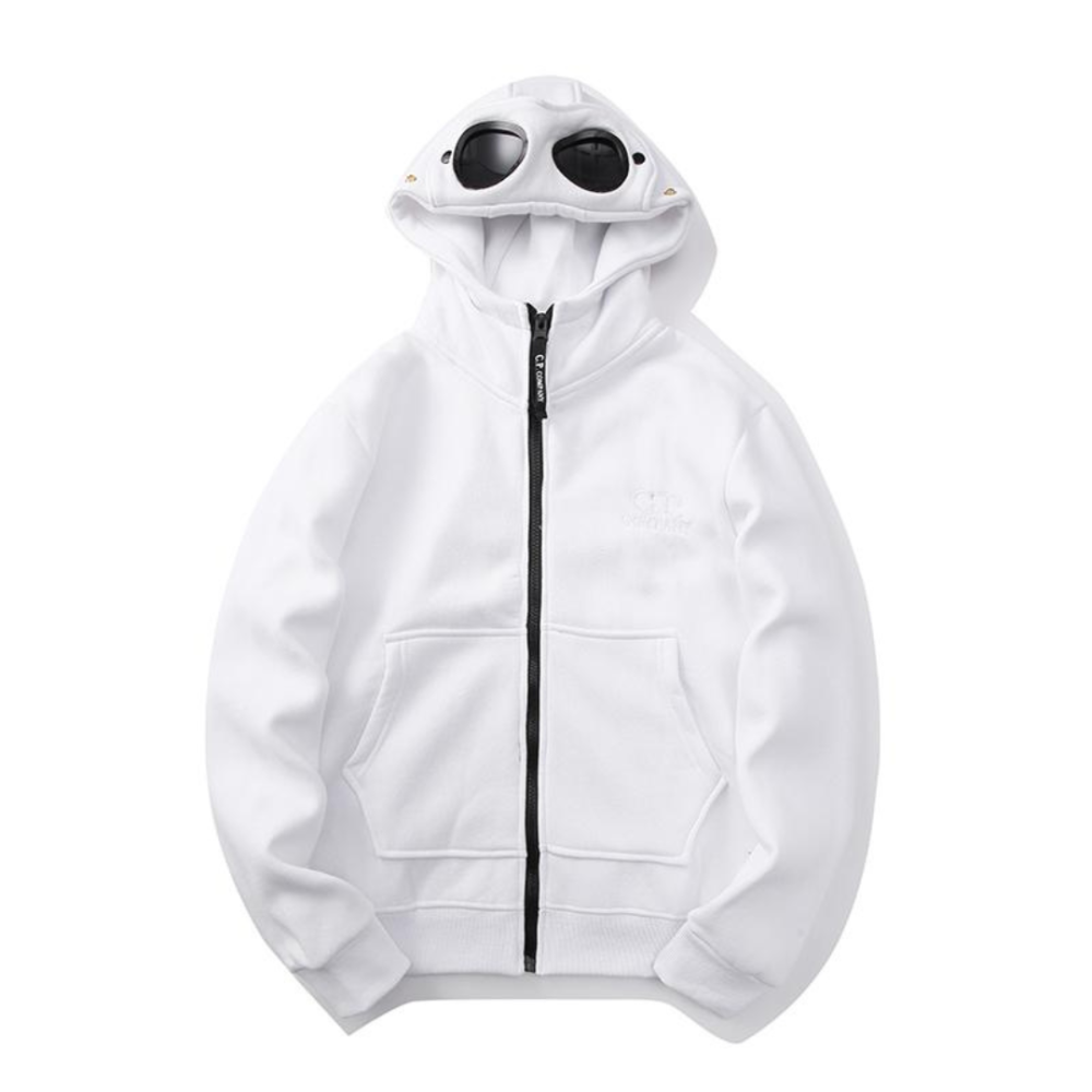 CP COMPANY ZIP HOODIE - WHITE
